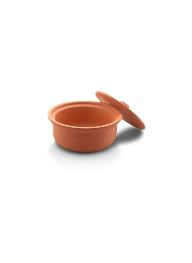 دانوب هوم Terracotta Oven Non-Glazed Casserole with Lid Clay Pot For Cooking Large Pot Big Pots For Cooking Handmade Cookware Cooking Pot With Lid Terracotta Pot  Brown Clay Pots For Cooking - Brown - 20x9 cm