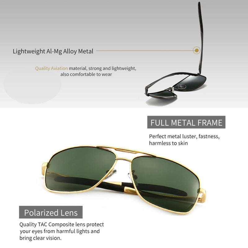 SUNGAIT Men's Polarized Sunglasses Durable Metal Frame for Fishing Driving Golf (Gold/Dark Green + Gunmetal/Gray) SGT925JKML-QKH - Image 4