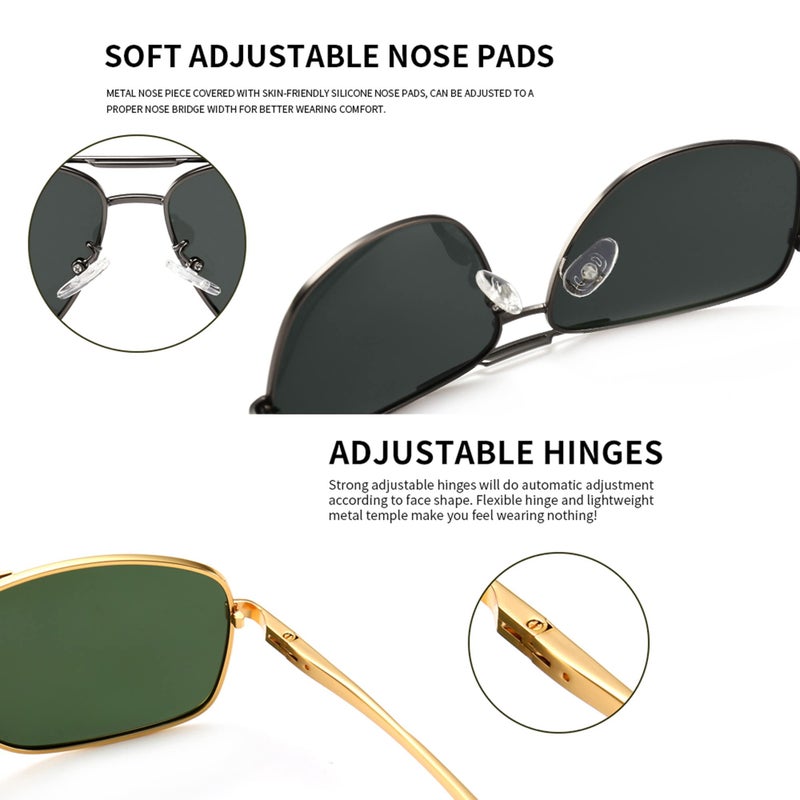 SUNGAIT Men's Polarized Sunglasses Durable Metal Frame for Fishing Driving Golf (Gold/Dark Green + Gunmetal/Gray) SGT925JKML-QKH - Image 5