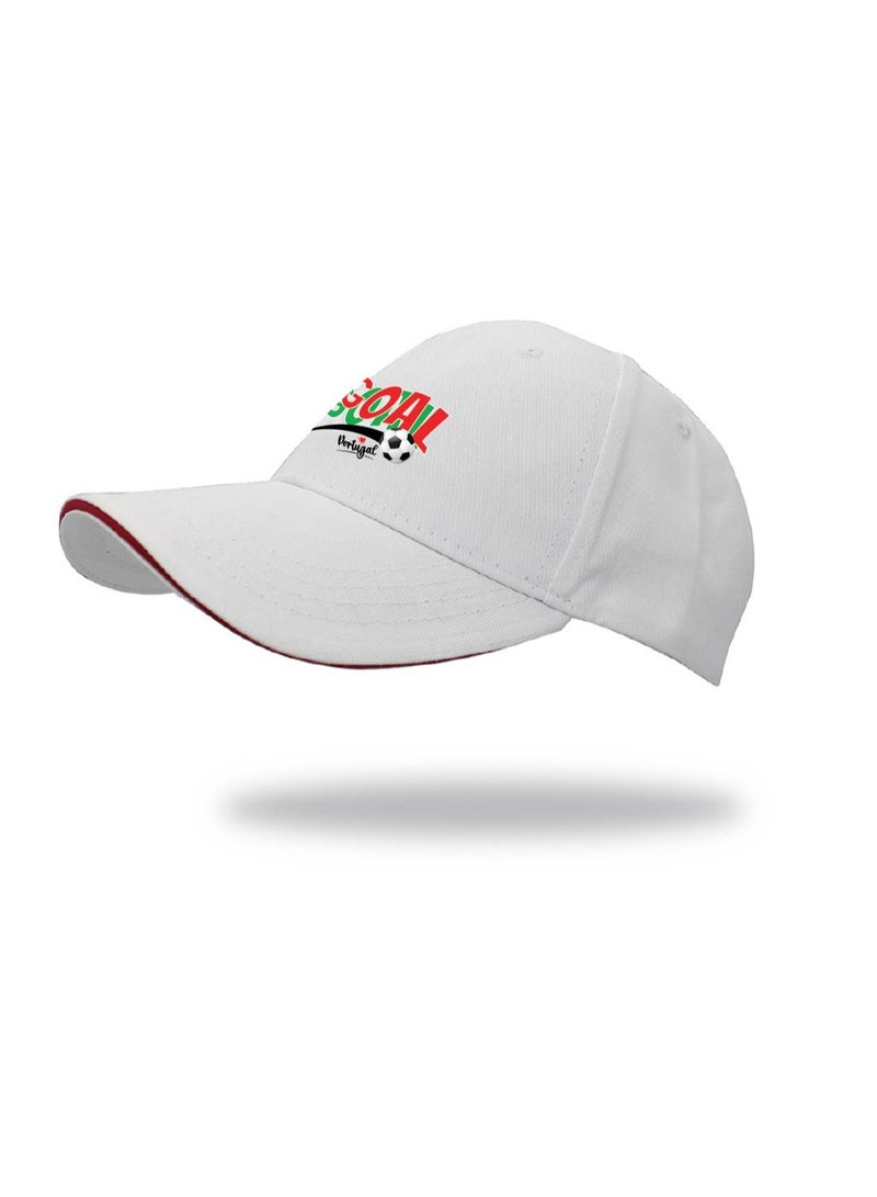 PRINTSHOP4ME Portugal Unisex Adult Football Cap – Adjustable Buckle Closure Sports Hat For Men And Women – White Cap With "Goal" Print – Ideal For Match Days, Outdoor Activities, And Daily Wear - Image 4