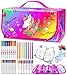 weirtoya 56 PCS Washable Scented Markers with Glitter Pencil Case Mermaid Unicorn Arts and Crafts for kids 468 Kids Coloring Drawing Kits for 48 Years Old Girls Xmas Gifts Stocking Stuffers - Image 3
