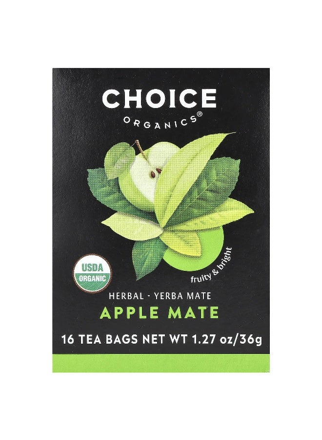 Choice Organic Teas Choice Organic Teas, Herbal Yerba Mate, Apple Mate, 16 Tea Bags, 1.27 oz (36 g)  - Image 1