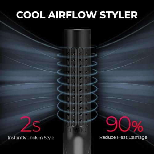 TYMO Airflow 2.0 مكواة تجعيد ومكواة فرد - مكواة شعر 2 في 1، 1.25 بوصة عصا تجعيد للشعر الطويل والقصير، جهد مزدوج للسفر، 54 مليون أيون، مضادة للتشابك، 5 درجات حرارة، أسود - Image 2