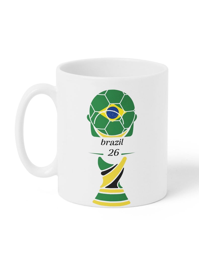 لوحة كوب ١١ أونصة من السيراميك بتصميم كأس العالم ٢٦ مع علم البرازيل - Image 1