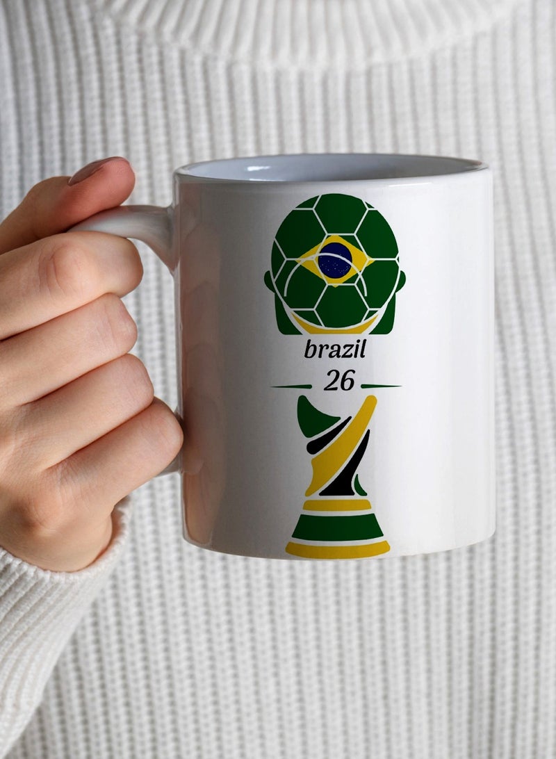 لوحة كوب ١١ أونصة من السيراميك بتصميم كأس العالم ٢٦ مع علم البرازيل - Image 4