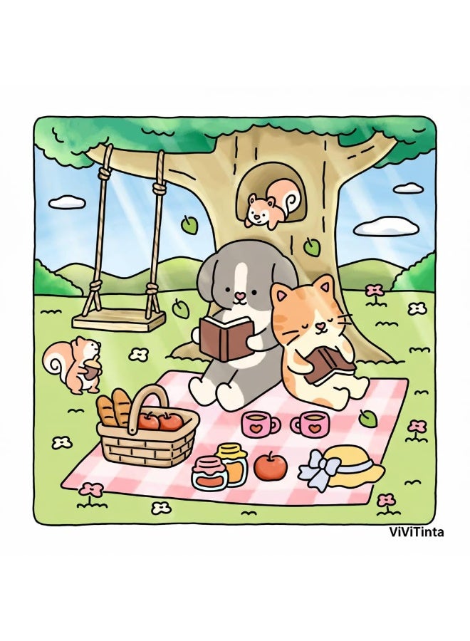 Peachjoy Sweetheart Super Cute Coloring Book, Stress-Free Creativity with Cute Animal Designs, Simple Coloring Book for Teens and Adults, Gift Idea for Relaxation - Image 4