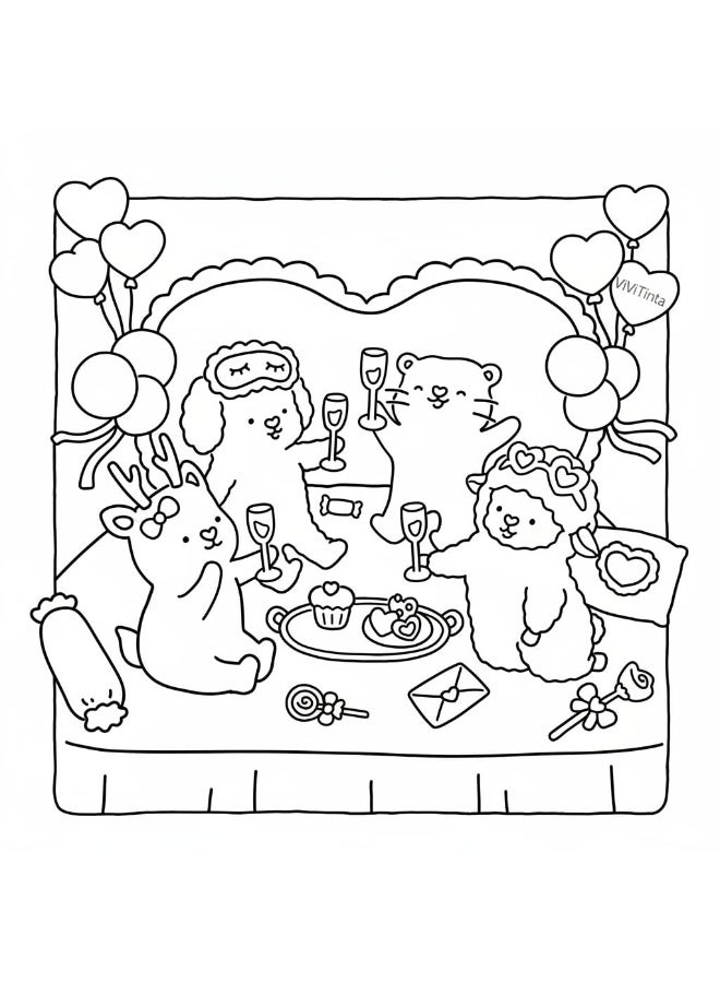 Peachjoy Sweetheart Super Cute Coloring Book, Stress-Free Creativity with Cute Animal Designs, Simple Coloring Book for Teens and Adults, Gift Idea for Relaxation - Image 5