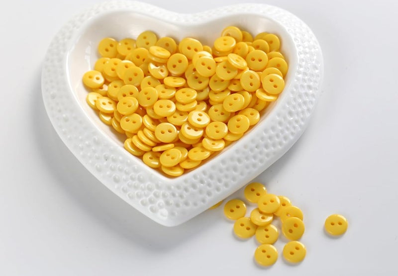 GANSSIA 11/32 Inch Button 9mm Tiny Size Sewing Flatback Resin Buttons Color Yellow Pack of 500 Pcs - Image 3