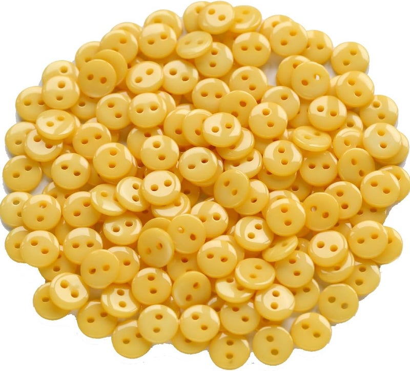GANSSIA 11/32 Inch Button 9mm Tiny Size Sewing Flatback Resin Buttons Color Yellow Pack of 500 Pcs - Image 1