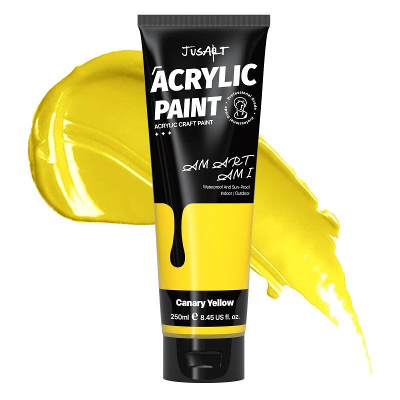 JusArt Acrylic Paint Canary Yellow Tubes 250ml 845 oz Non Toxic Craft Paint No Fading Rich Pigment for Canvas Painting Wood Fabric Clay Stone Ceramics Art Supplies for Artists Adults - Image 2