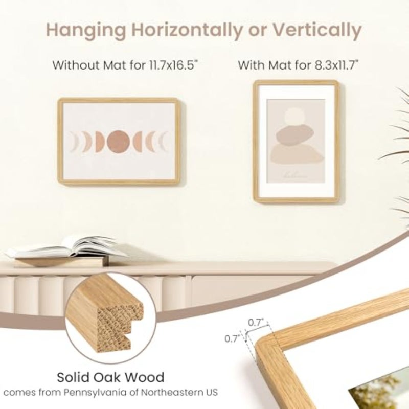 Picture Frame Solid Wood Picture Frame Poster Frame With Mat For Tempered Glass And Hanging Hardware Included Photo Frame,1 Pack - Image 2