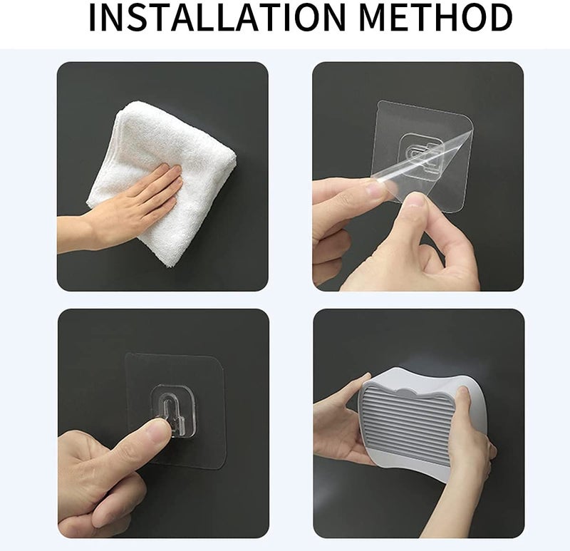 MEZON حامل صابون مثبت على الحائط MEZON لتخزين الحمام رف تصريف صندوق صابون خطاف صندوق بلاستيكي غطاء قابل للطي ملصق بدون ثقب (متعدد الألوان) - Image 5