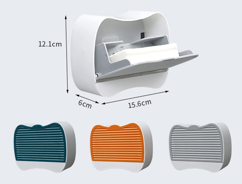 MEZON حامل صابون مثبت على الحائط MEZON لتخزين الحمام رف تصريف صندوق صابون خطاف صندوق بلاستيكي غطاء قابل للطي ملصق بدون ثقب (متعدد الألوان) - Image 2