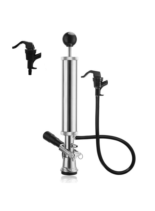MRbrew Keg Party Pump, American D-System Beer Keg Tap Keg Hand Pump 8'' Picnic Pump with Beer Faucet & Beer Hose, Chrome-Plated Keg Draft Beer Party Pump with 2 Hose Clamps Kegerator Pump for Homebrew - Image 1