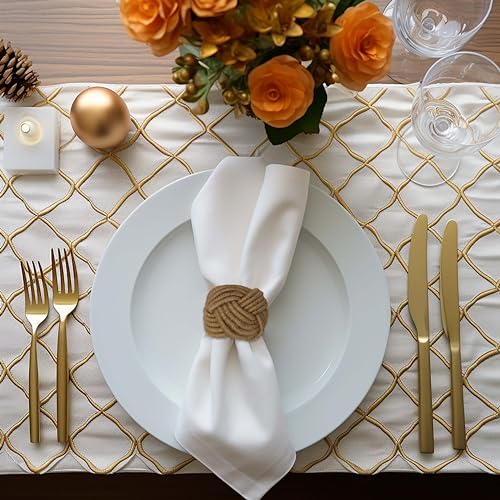 COTTON CRAFT Jute Napkin Rings - Set of 12 Handmade Nautical Knot Woven Rope Napkin Ring - Dining Table Napkin Holder - Everyday Rustic Harvest Fall Thanksgiving Farmhouse Party Gift Décor - Natural - Image 2
