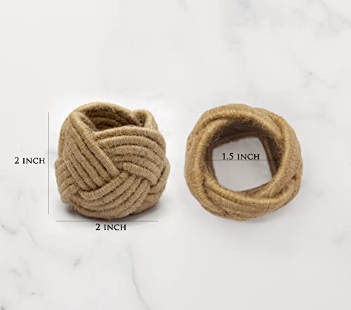 COTTON CRAFT Jute Napkin Rings - Set of 12 Handmade Nautical Knot Woven Rope Napkin Ring - Dining Table Napkin Holder - Everyday Rustic Harvest Fall Thanksgiving Farmhouse Party Gift Décor - Natural - Image 5