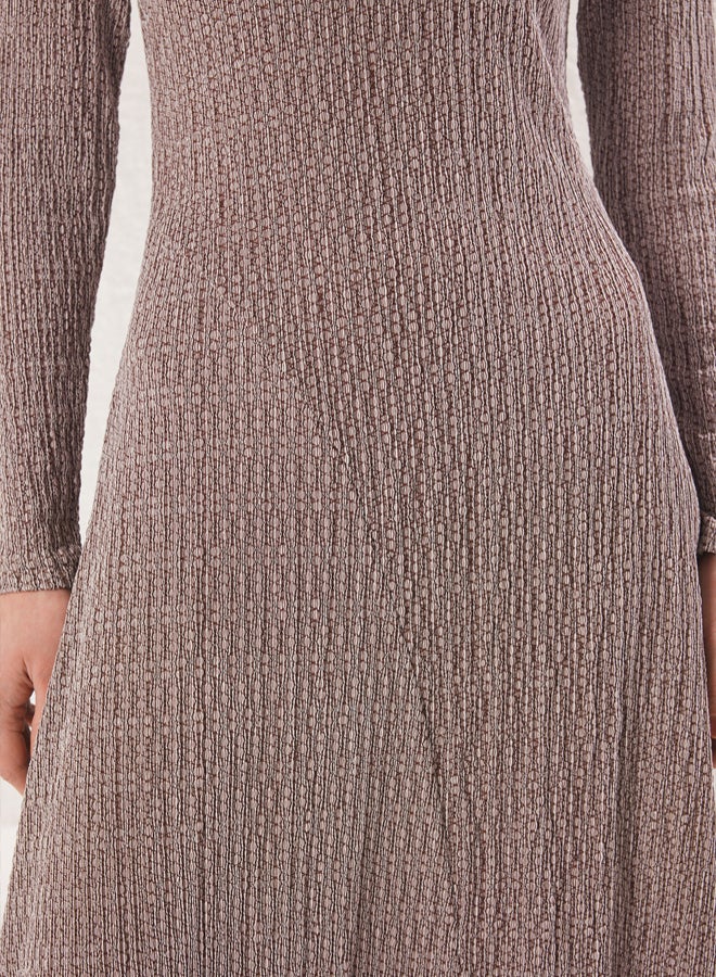 trendyol Beige Textured Knitted Dress - Image 4