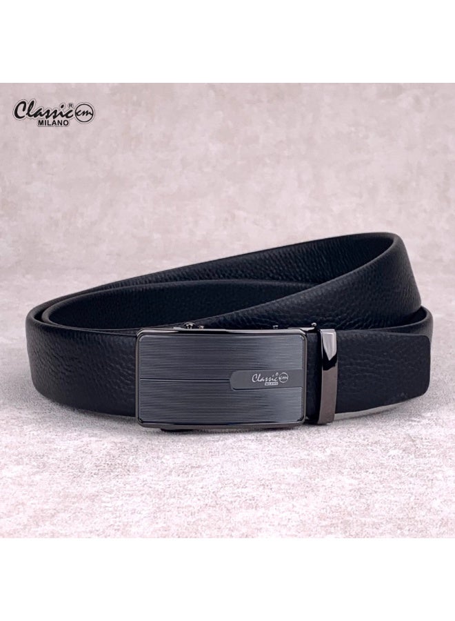 Classic Milano Men’s Leather Belt | Genuine Leather Formal Belt for men with Automatic Buckle | Men's Belt with Elegant Gift Box | Ratchet Dress Belts for Men - Image 1