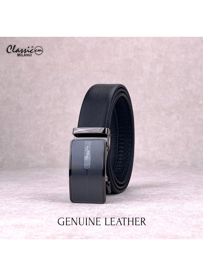 Classic Milano Men’s Leather Belt | Genuine Leather Formal Belt for men with Automatic Buckle | Men's Belt with Elegant Gift Box | Ratchet Dress Belts for Men - Image 4