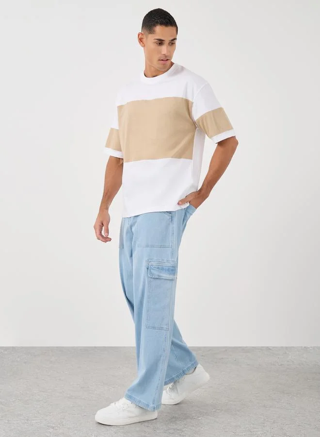 Styli Styli Color Block Oversized Round Neck T-Shirt