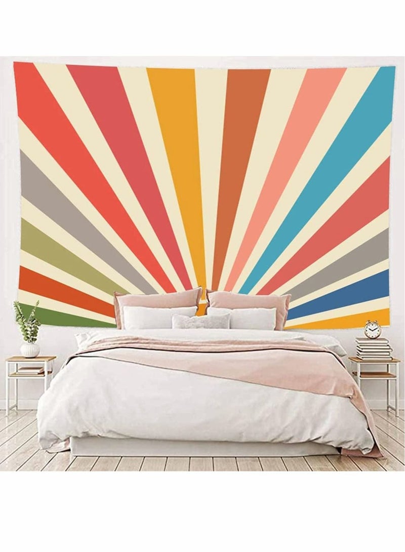 Captaintech Vintage Sun Tapestry Boho Wall Hanging 70s Mixcolor Sunrise Sunset Geometric Abstract Art Print Hippie Decor (51 x 59inch) - Image 2