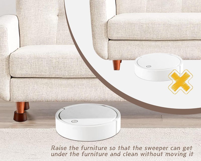 OneDream Wooden Furniture Risers Blocks - 1 inch Set of 4 Bed Risers, Heavy Duty Solid Wood Round Risers, Sofa Riser with Non-Slip Pad, Create Storage Space and Easy Cleaning for The Sweeper - Image 3