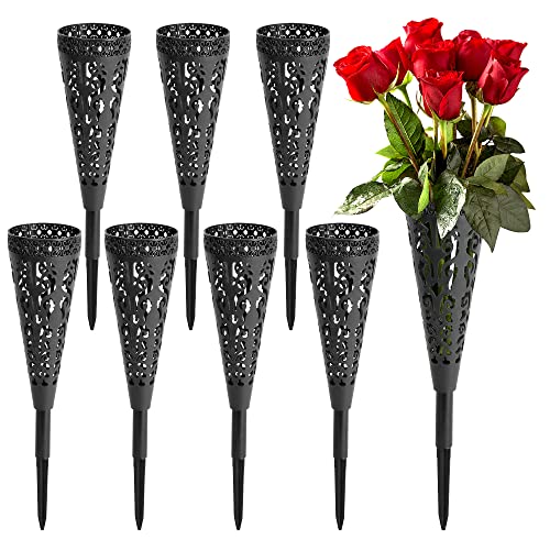 8 pcs Grave VaseMemorial Floral Vase Cemetery Grave Cone Flower Holder Cemetary Vase with Spike for Grave DecorationsGrave Lawn MemorialCone 8