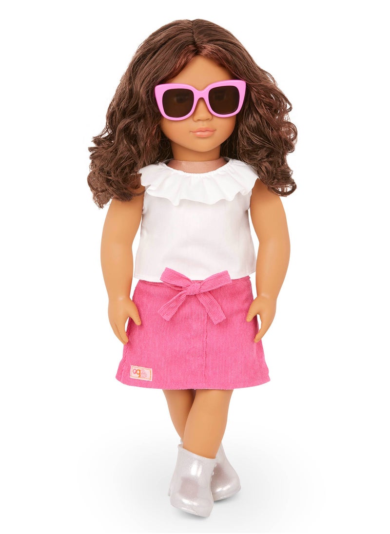Our Generation - Valentina 18 Inch Fashion Doll Frilly Top & Pink Skirt Outfit Stylish Dress-Up And Creative Play Soft Body With Movable Limbs, Fabric Clothing Age 3 Years And Up - Image 1