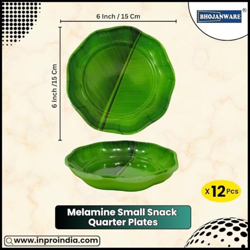 BHOJANWARE Set of 12 Melamine Round Small Snacks Quarter Plates - Perfect Addition to Your Kitchen Utensils and Plates Collection (Size: 6 Inch /15 Cm) - Image 2