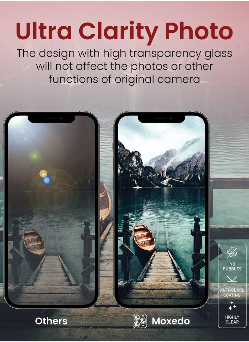 Moxedo Moxedo Camera Lens Protector, 9H Tempered Glass, Scratch Resistant Aluminum Alloy Frame Camera Cover Screen Protector Compatible for iPhone 11/12 Mini 5.4 inch - MODERN COLORFUL  - Image 4