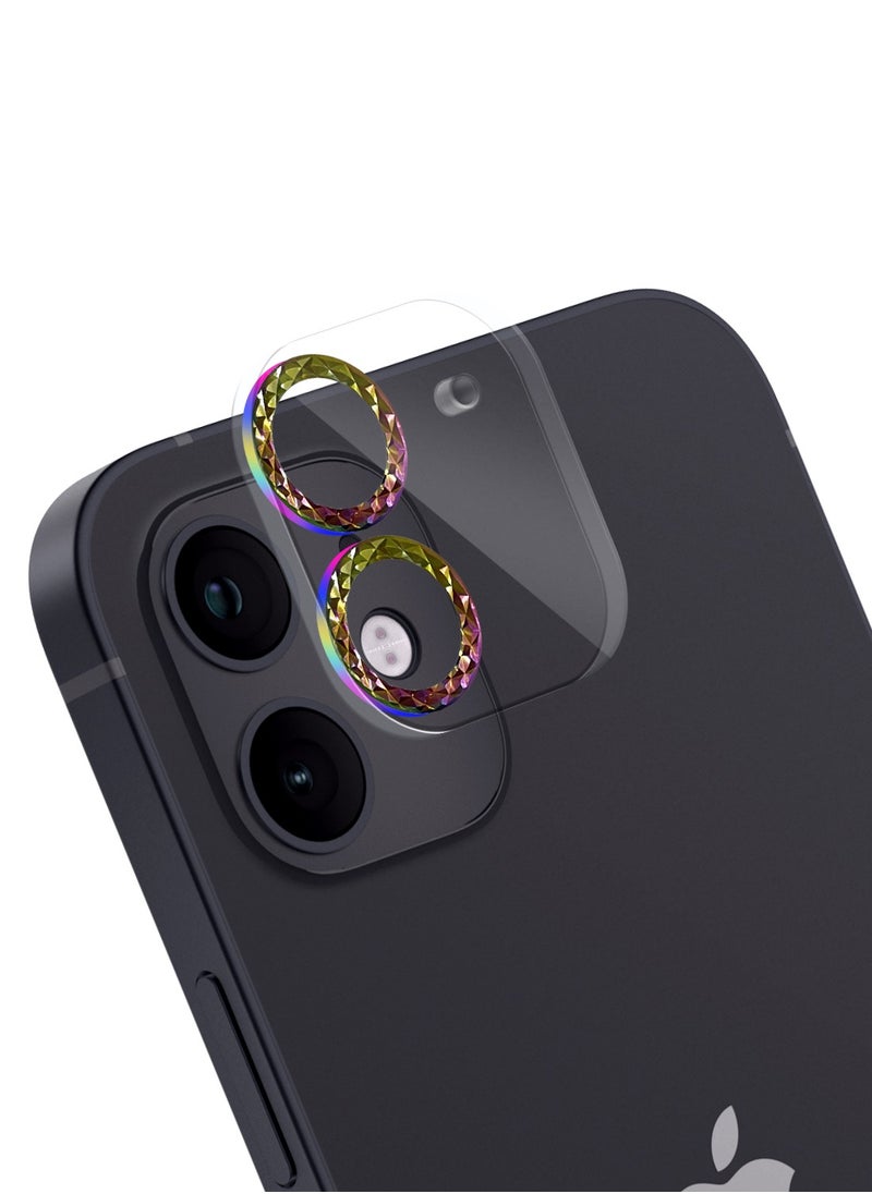 Moxedo Moxedo Camera Lens Protector, 9H Tempered Glass, Scratch Resistant Aluminum Alloy Frame Camera Cover Screen Protector Compatible for iPhone 11/12 Mini 5.4 inch - MODERN COLORFUL  - Image 1