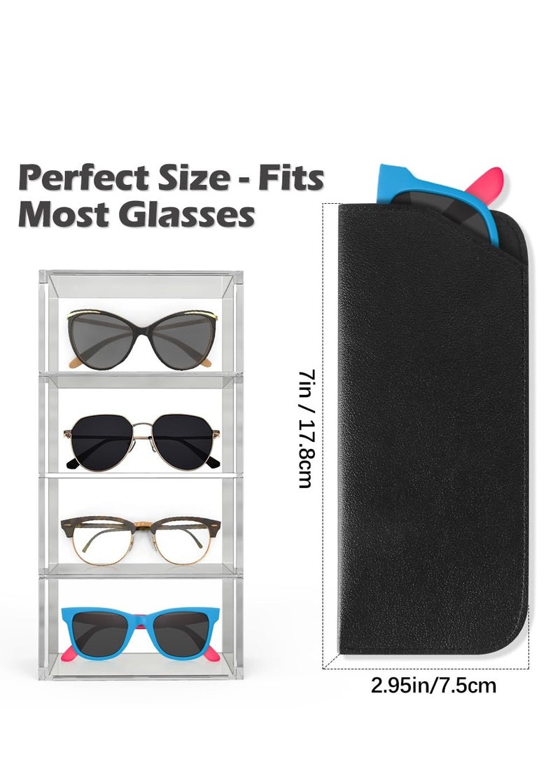 SUNSAR Eyeglass Cases, PU Leather, Squeeze Top, Soft Pouch for Sunglasses, 4-Pack - Image 2