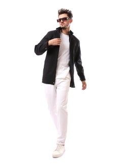 Andora Buttoned Mandarin Collar Polyester Coat_Black  - Image 3