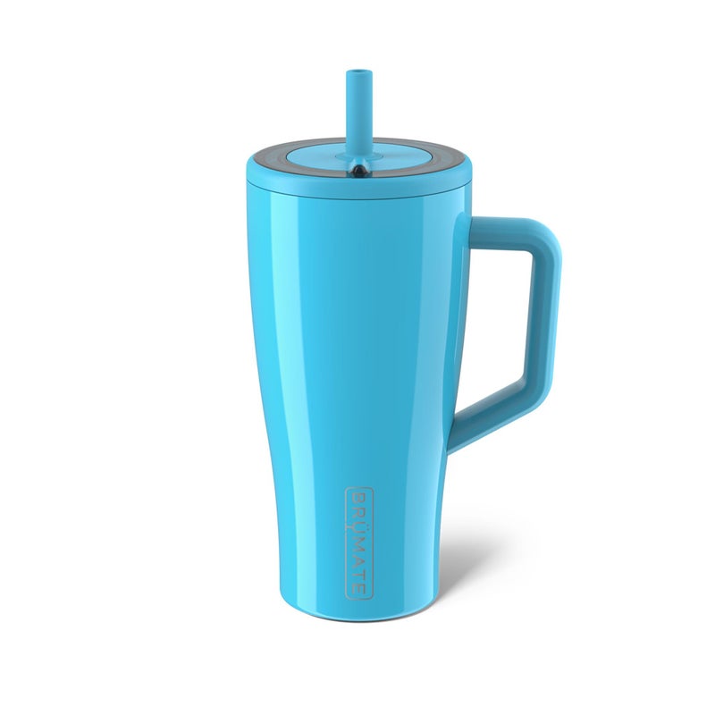 BrMate Era 30 oz Tumbler with Handle and Straw 100 Leakproof Insulated Tumbler with Lid and Flexible SoftSip Straw Made of Stainless Steel Cup Holder Friendly Base 30oz Electric Blue
