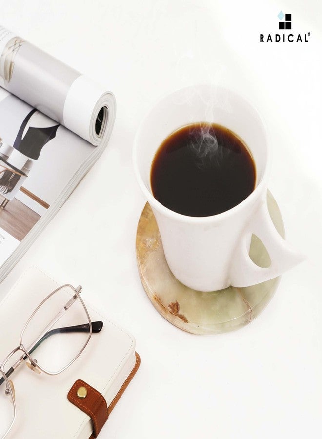 RADICALn Marble Coasters Green Onyx 3.5 Inch Round Handmade Set of 6 Drink Coaster for Tabletop & Coffee Table Decor, Ideal Coaster Set for Drink - Image 3