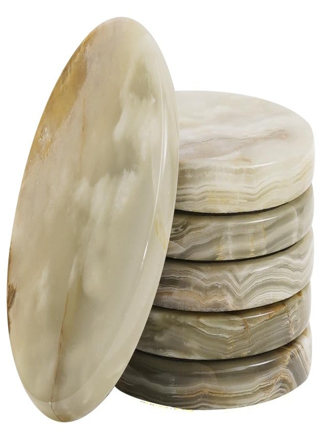 RADICALn Marble Coasters Green Onyx 3.5 Inch Round Handmade Set of 6 Drink Coaster for Tabletop & Coffee Table Decor, Ideal Coaster Set for Drink - Image 1