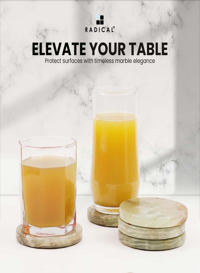 RADICALn Marble Coasters Green Onyx 3.5 Inch Round Handmade Set of 6 Drink Coaster for Tabletop & Coffee Table Decor, Ideal Coaster Set for Drink - Image 4