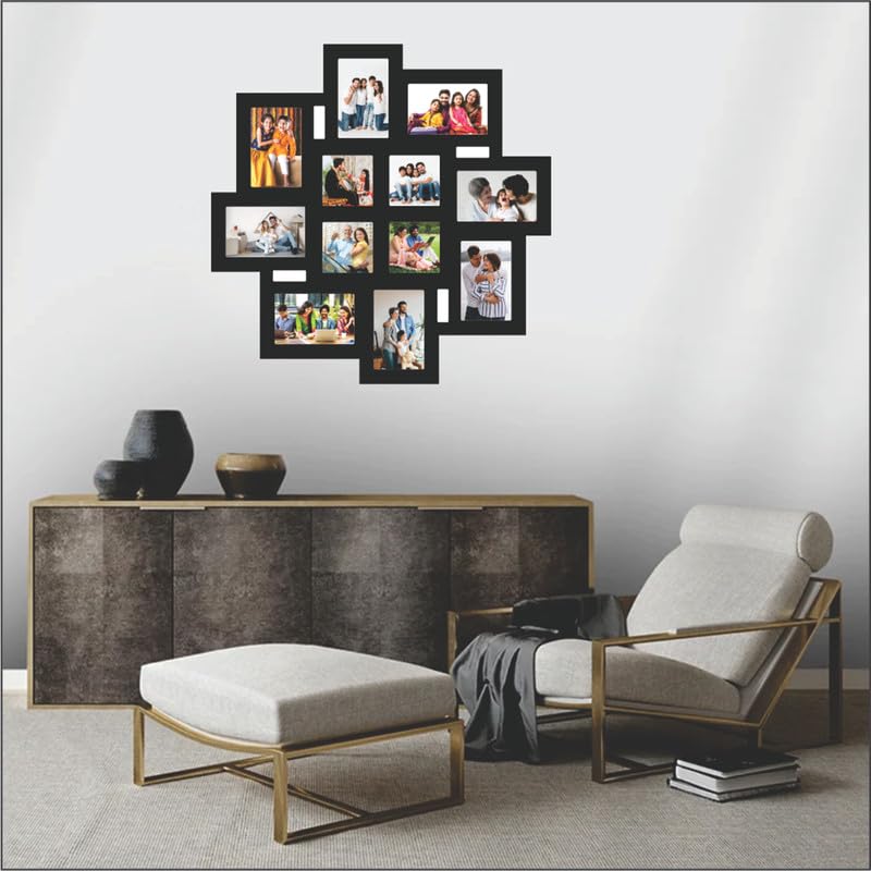 PICRAZEE Wooden Multiple Images Collage Photo Frame For Wall Decor (12 Photographs, Black Glitter, Size- 23.5* x 23.5* inch), rectangle/square - Image 2