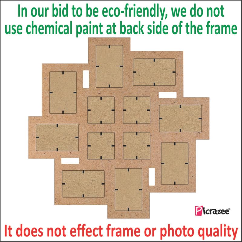 PICRAZEE Wooden Multiple Images Collage Photo Frame For Wall Decor (12 Photographs, Black Glitter, Size- 23.5* x 23.5* inch), rectangle/square - Image 5