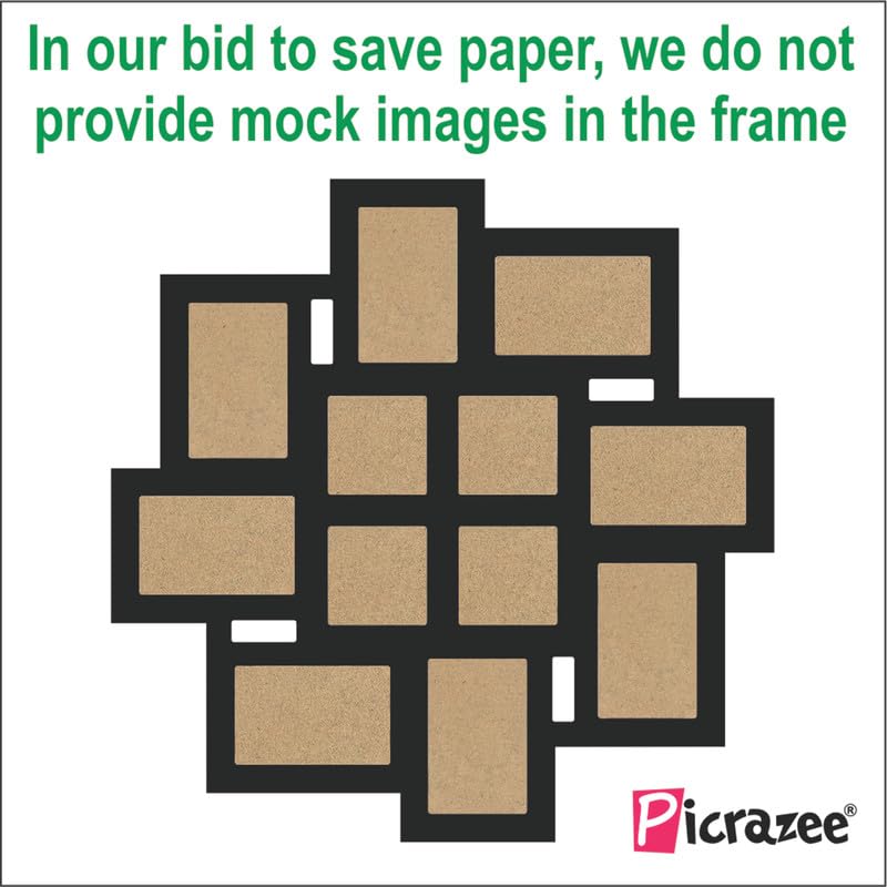 PICRAZEE Wooden Multiple Images Collage Photo Frame For Wall Decor (12 Photographs, Black Glitter, Size- 23.5* x 23.5* inch), rectangle/square - Image 4