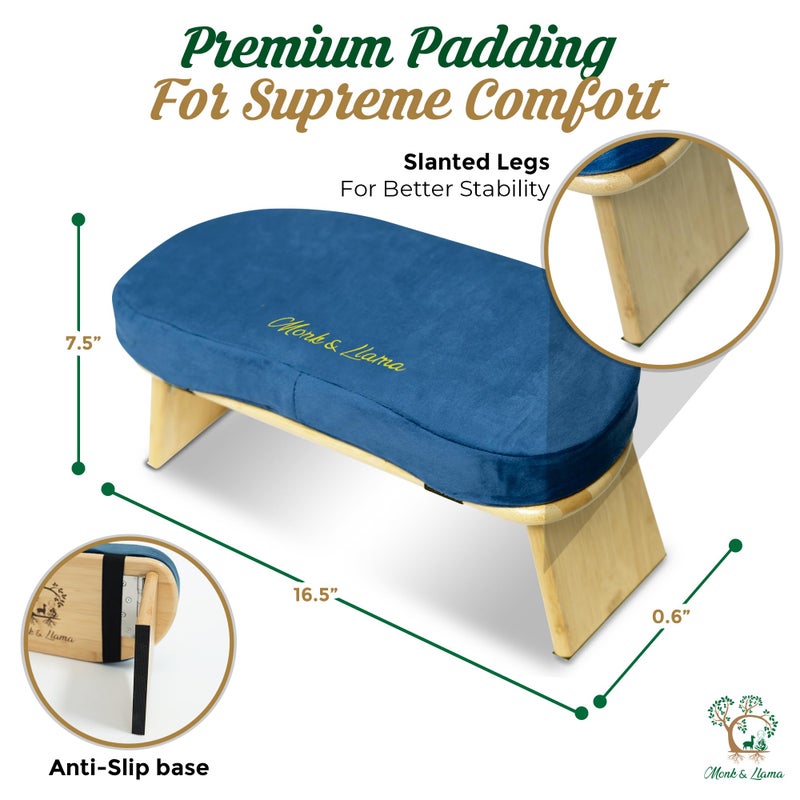 MONK & LLAMA Meditation Bench - Kneeling Bamboo Bench with Foldable Legs & Cushion â€” Kneeling Stool Ergonomic Bamboo Yoga Bench for Extended Practice - Image 5