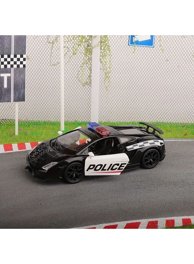 Black Lamborghini Police Car Model 1 36 Scale Metal Toy With Pull Back Action For Boys Birthday Gift - Image 4
