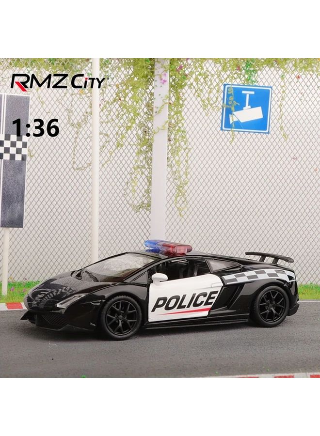 Black Lamborghini Police Car Model 1 36 Scale Metal Toy With Pull Back Action For Boys Birthday Gift - Image 2