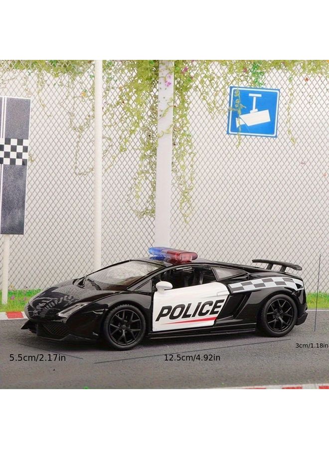 Black Lamborghini Police Car Model 1 36 Scale Metal Toy With Pull Back Action For Boys Birthday Gift - Image 3