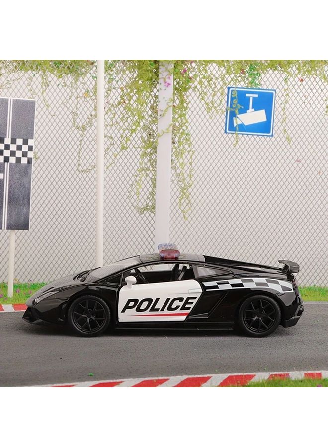 Black Lamborghini Police Car Model 1 36 Scale Metal Toy With Pull Back Action For Boys Birthday Gift - Image 5