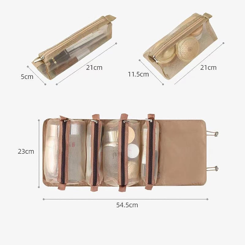 KATPOSIN Hanging RollUp Makeup Bag Toiletry Kit Travel Organizer for Women 4 Removable Storage Bags Organize Make Up Cosmetics First Aid Medicine Personal Care Bathroom Palette Brush Holder  - Image 2