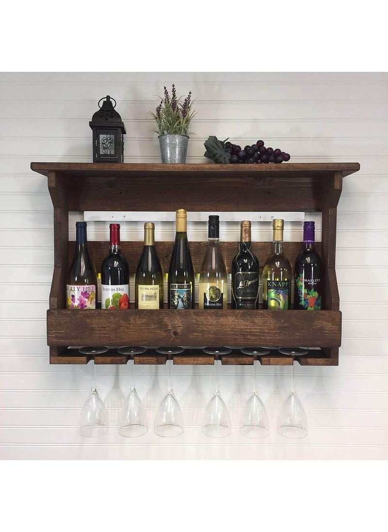 SARARTH SARARTH Sheesham Wood Jorden Wooden Wall Hanging Design Bar Bar Cabinets for Home Mini Bar for Home Solid Wood Make Wine Storage Cabinet with Glass Hanging SpaceWalnut Finish  - Image 1
