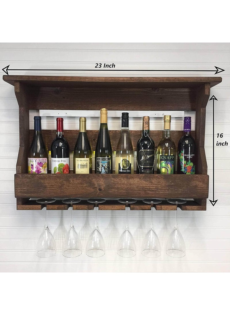 SARARTH SARARTH Sheesham Wood Jorden Wooden Wall Hanging Design Bar Bar Cabinets for Home Mini Bar for Home Solid Wood Make Wine Storage Cabinet with Glass Hanging SpaceWalnut Finish  - Image 3