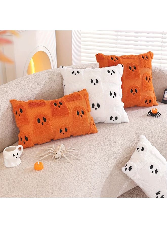 White Halloween Cute Ghost 3D Jacquard Pillow Cover 45x45 cm Home Decor - Image 5