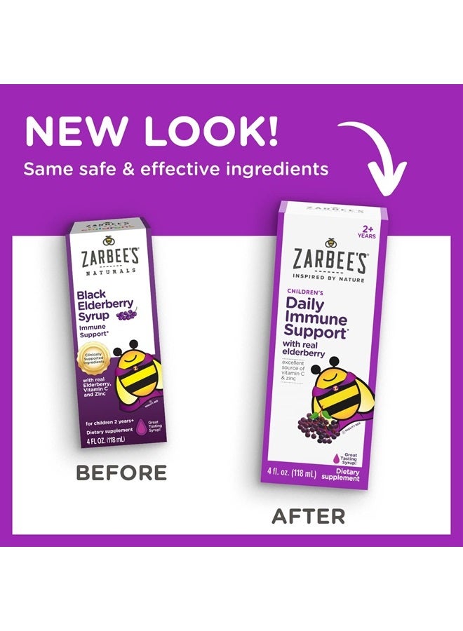 Zarbee's Elderberry Syrup for Kids, Daily Immune Support with Vitamin C & Zinc, Childrens Liquid Supplement, Natural Berry Flavor, 4 fl oz - Image 2